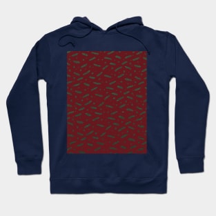 Christmas branches and stars - burgundy and green Hoodie